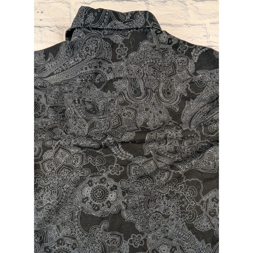 Crazy Horse Mens Long Sleeve Button Up Black Paisley With Roll Up Sleeve SZ XL - Picture 7 of 9